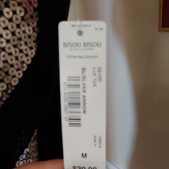 Bisou bisou black silver sequined tank top New Med - Picture 3 of 4